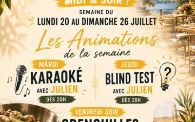 Du 20 au 26/07 : Semaine Dolce Vita – Karaoké, Blind Test & Grenouilles