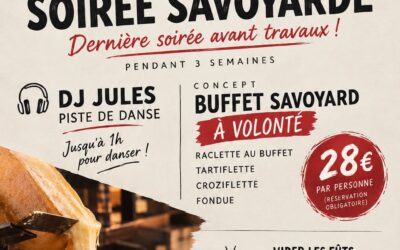 Soirée savoyarde au Marilyn à Vallières-sur-Fier : buffet à volonté et DJ le 10 octobre